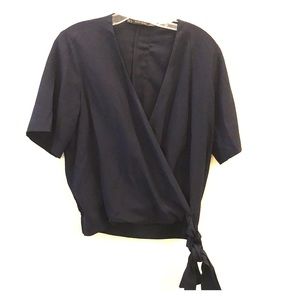 Zara Dark Navy Wrap Around Blouse